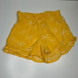 Palm Tree Yellow Mid Rise Soft Shorts